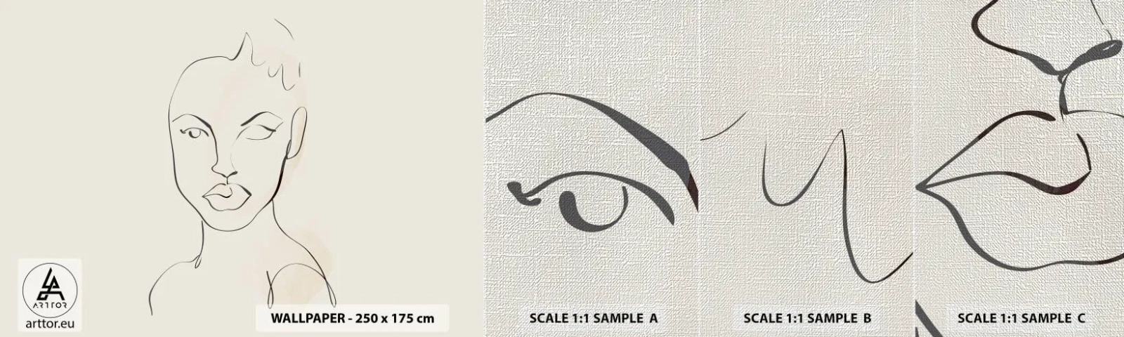 Photo Wallpaper Sample Premium Canvas - Outline of Sensuality - Woman, Graphics, Piece - 100x30 cm