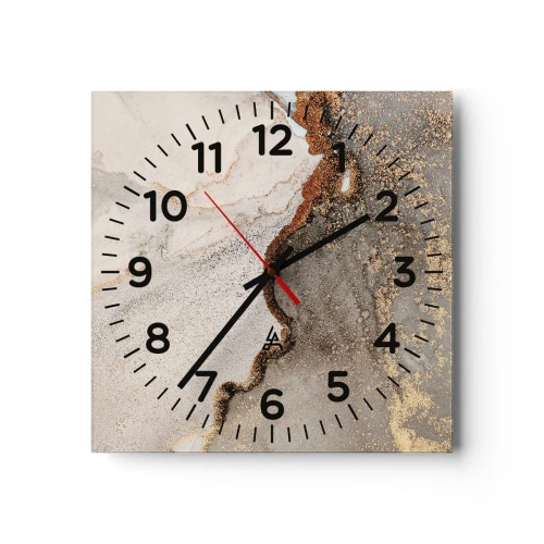Wall clock - Clock on glass - On the Border of Colours - 40x40 cm