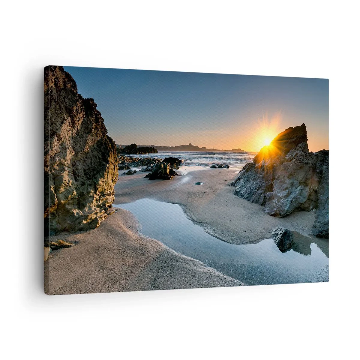 Canvas picture - Picturesque sunset on a rocky beach - 70x50cm - Untouched by Human Hand - Modern wall decoration for the living room and bedroom ARTTOR