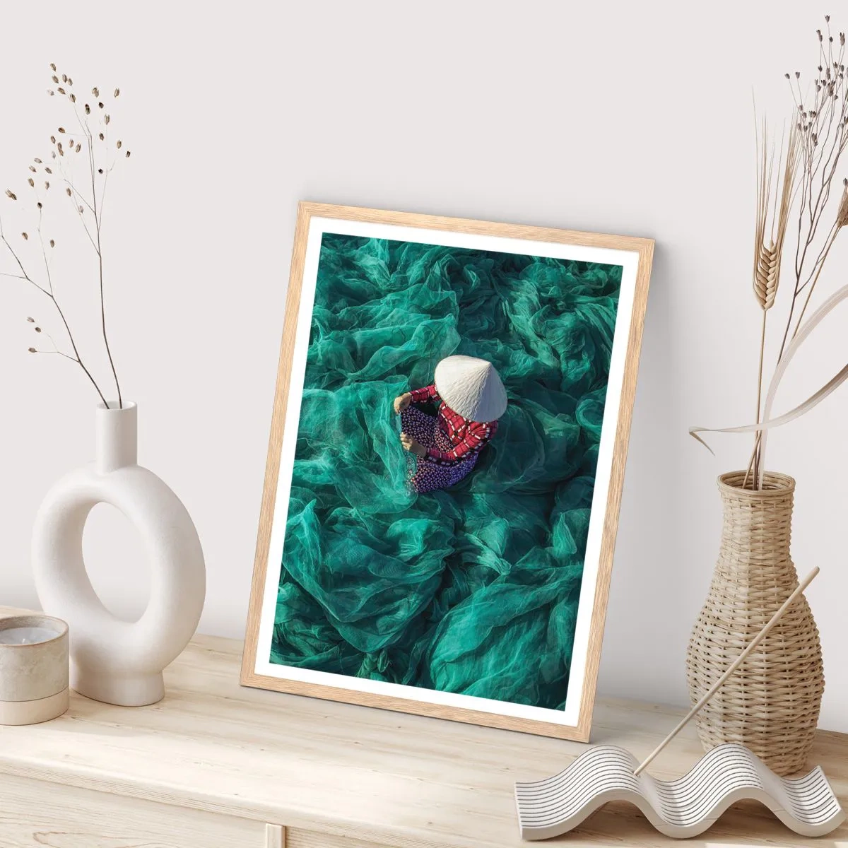 Poster in light oak frame - In the Sea of Nets - 30x40 cm