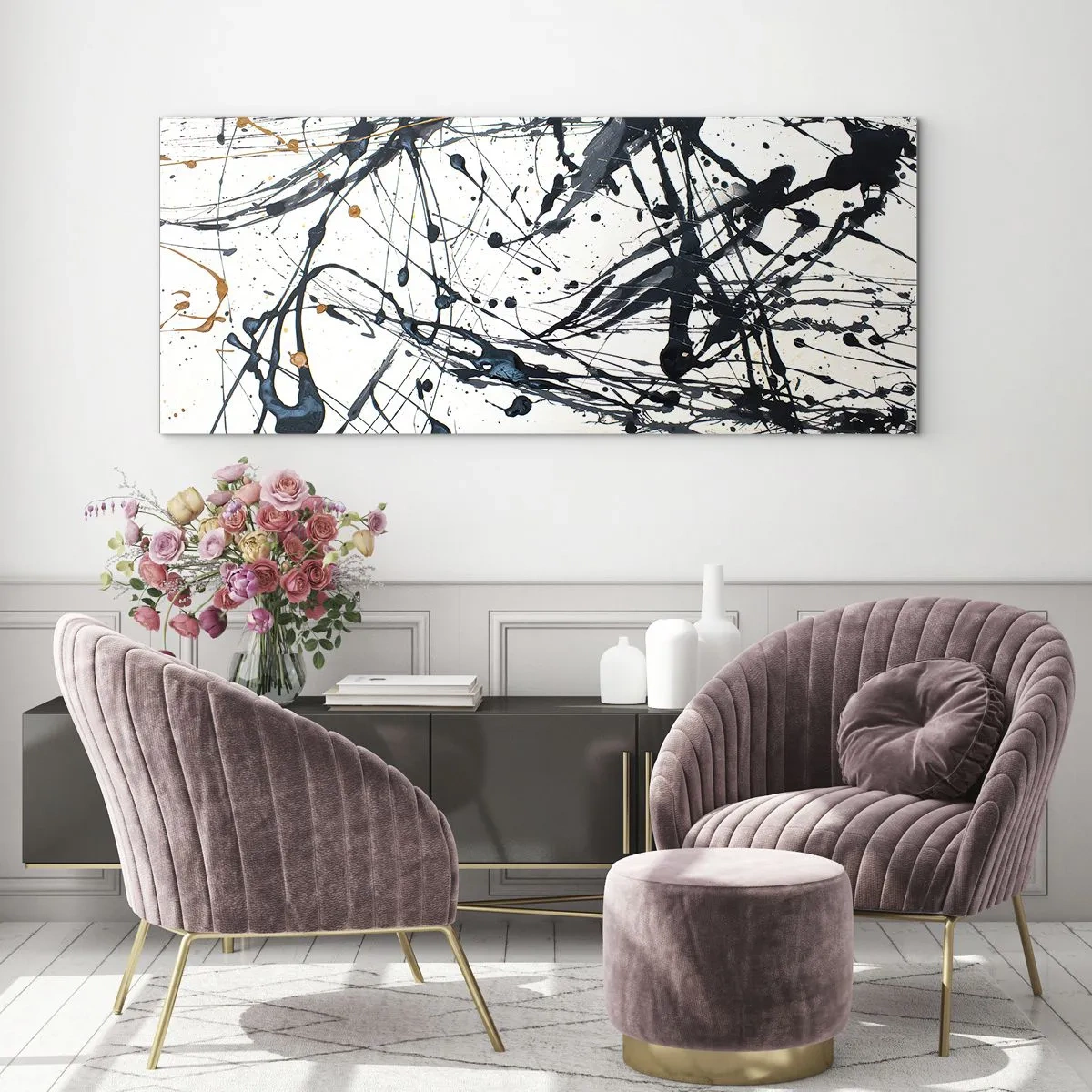 Glass picture - Expressionist Abstract - 100x40 cm