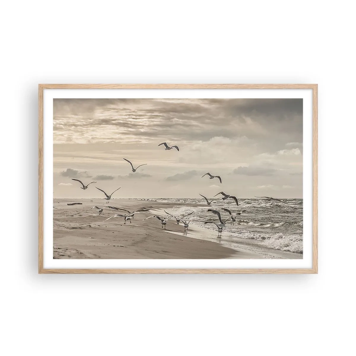 Poster in light oak frame - Sound of the Sea, Singing of the Birds - 91x61 cm