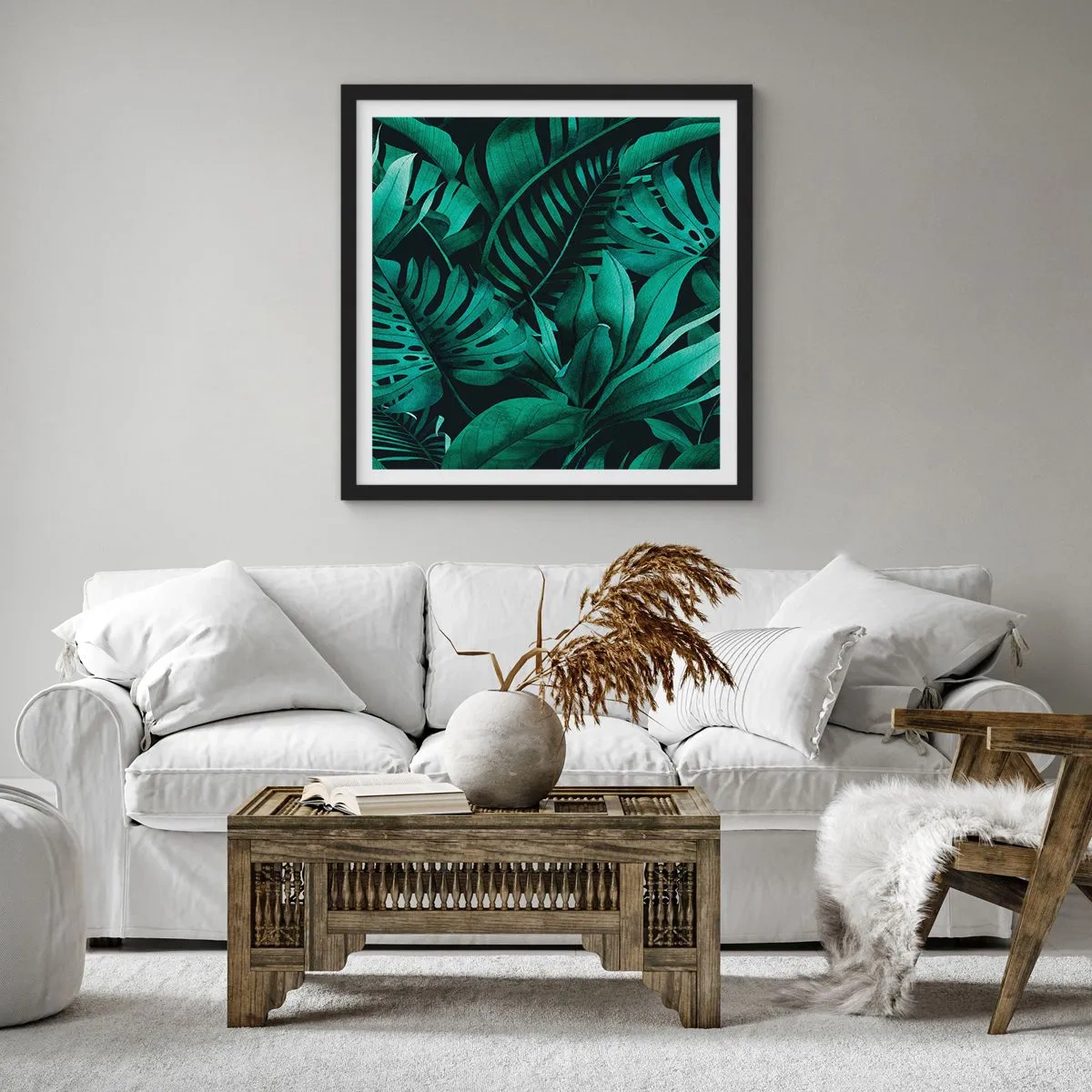 Poster in black frame - Depth of Tropical Green - 50x50 cm