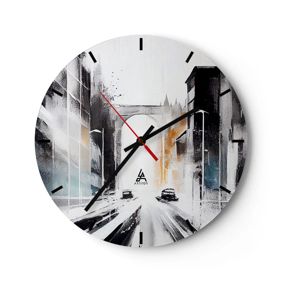 Wall clock - Clock on glass - Study of a City: Architecture and Movement - 40x40 cm