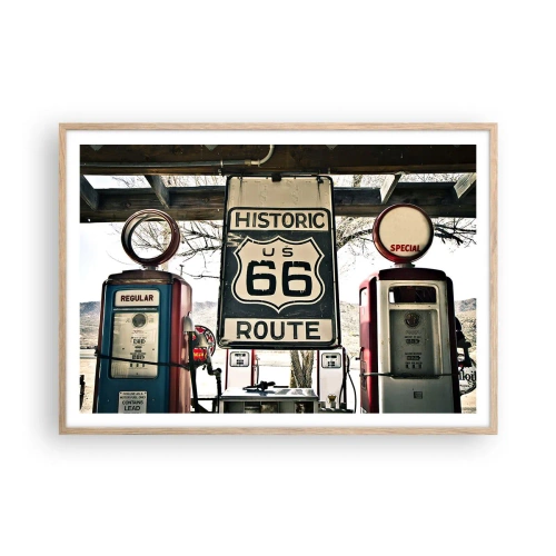 Poster in light oak frame - American Retro Trip - 100x70 cm