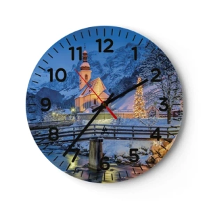 Wall clock - Clock on glass - Spirit of Christmas - 40x40 cm