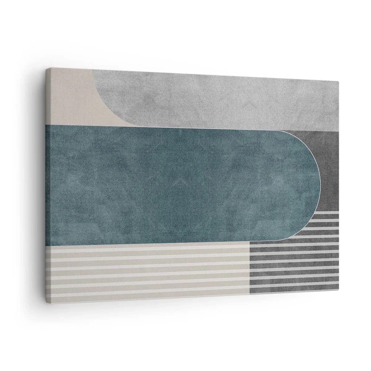 Canvas picture - Geometric abstraction in shades of gray and green - 70x50cm - Levelled Composition - Modern wall decoration for the living room and bedroom ARTTOR