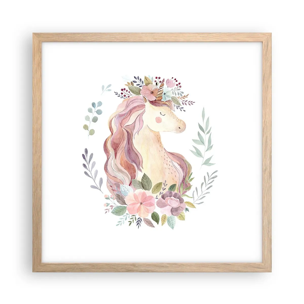 Poster in light oak frame - Invitation to the Fairytale World - 40x40 cm