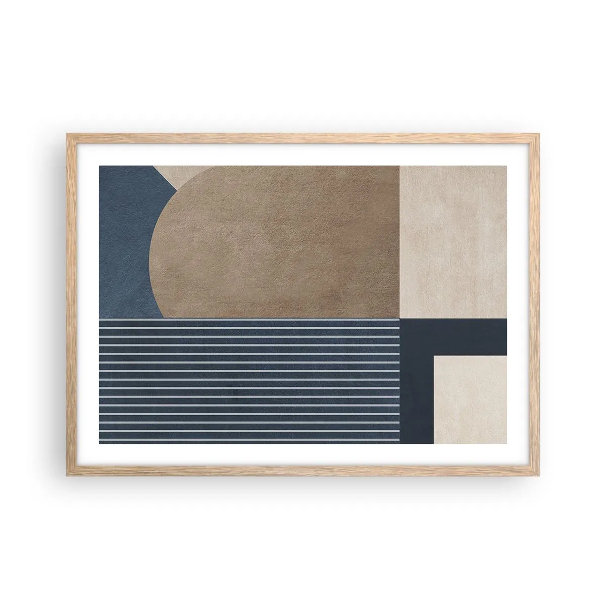 Poster in light oak frame - Composition of Simplicity and Curvature - 70x50 cm