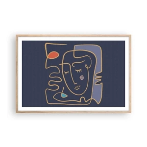 Poster in light oak frame - Deeply In Thoughts - 91x61 cm