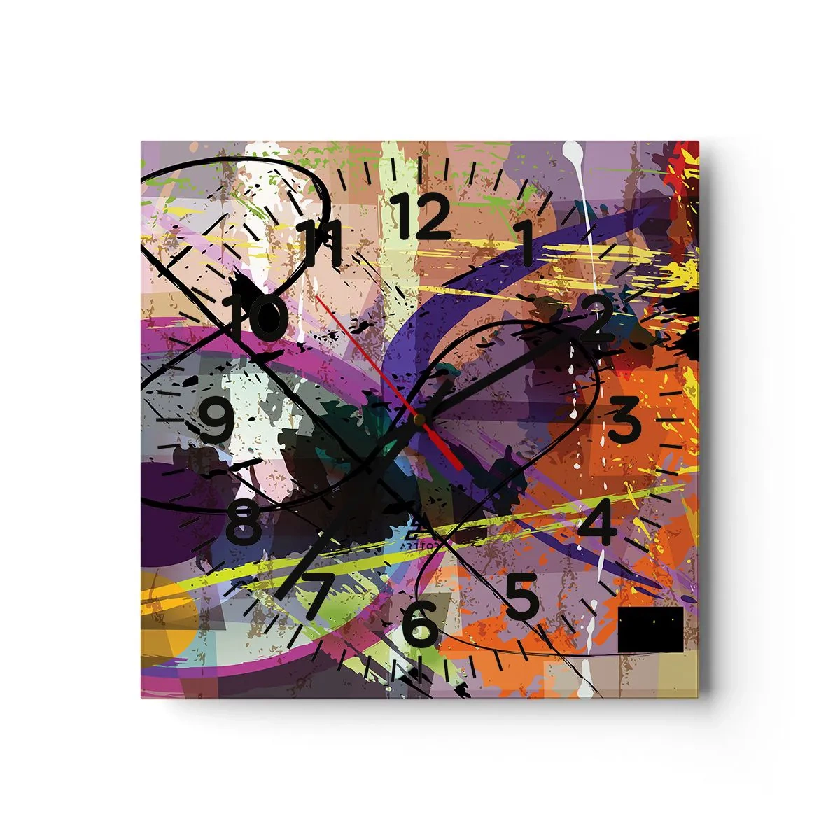 Wall clock - Clock on glass - Straight Ahead or Around - 40x40 cm