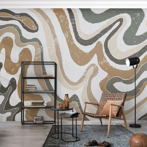 Photo Wallpaper Standard Eco - Meanders of Earth Colours - Abstraction, Piece, Boho - 200x140 cm