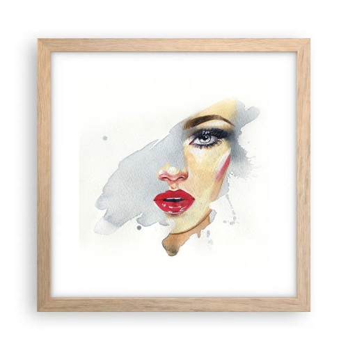 Poster in light oak frame - Reflection in a Waterdrop - 30x30 cm