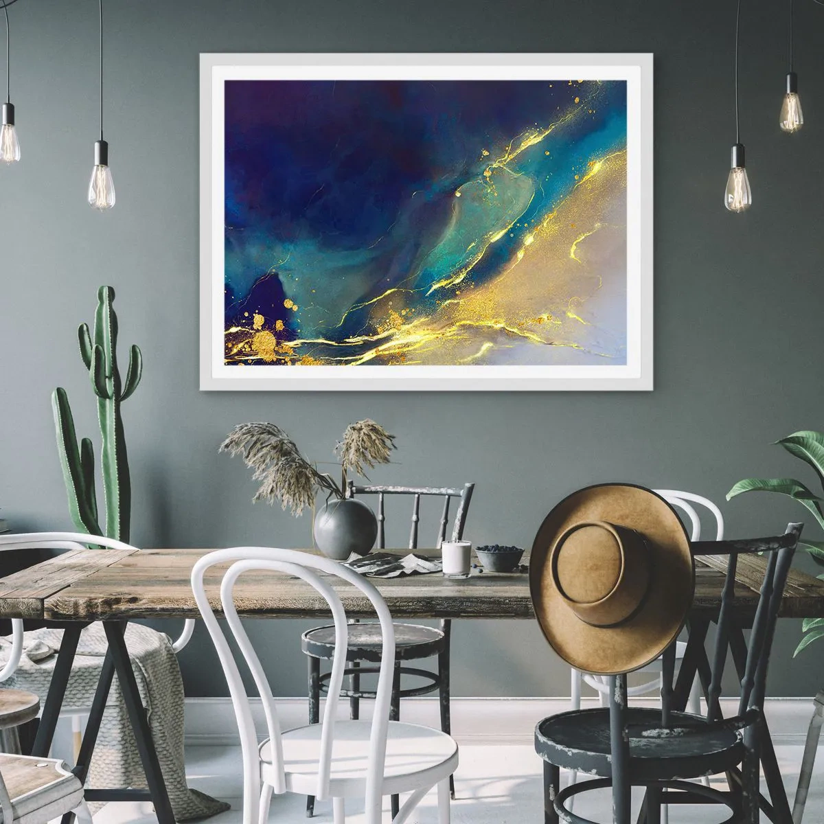 Poster in white frmae - Golden Flood - 91x61 cm