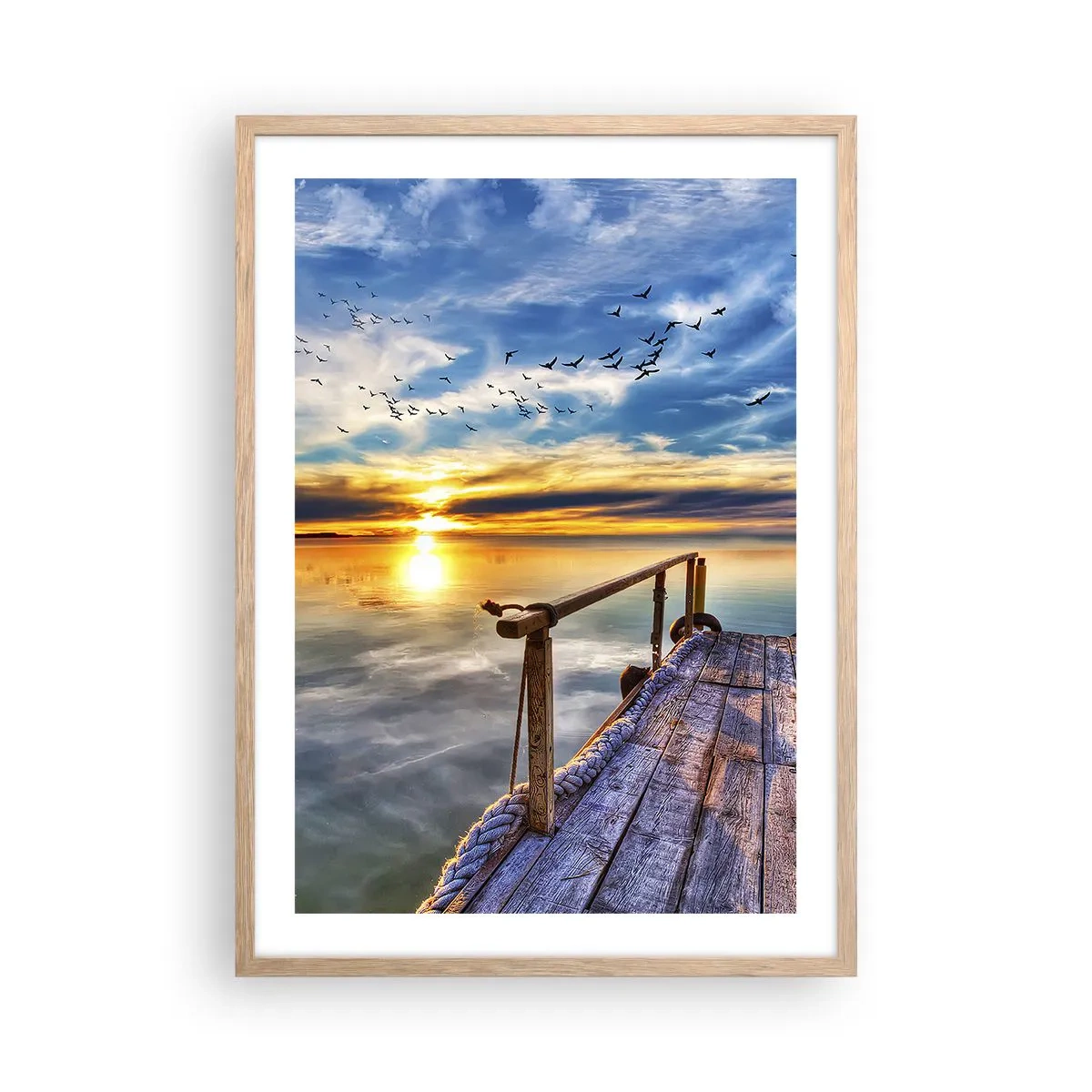 Poster in light oak frame - Wind is Taking a Break - 50x70 cm