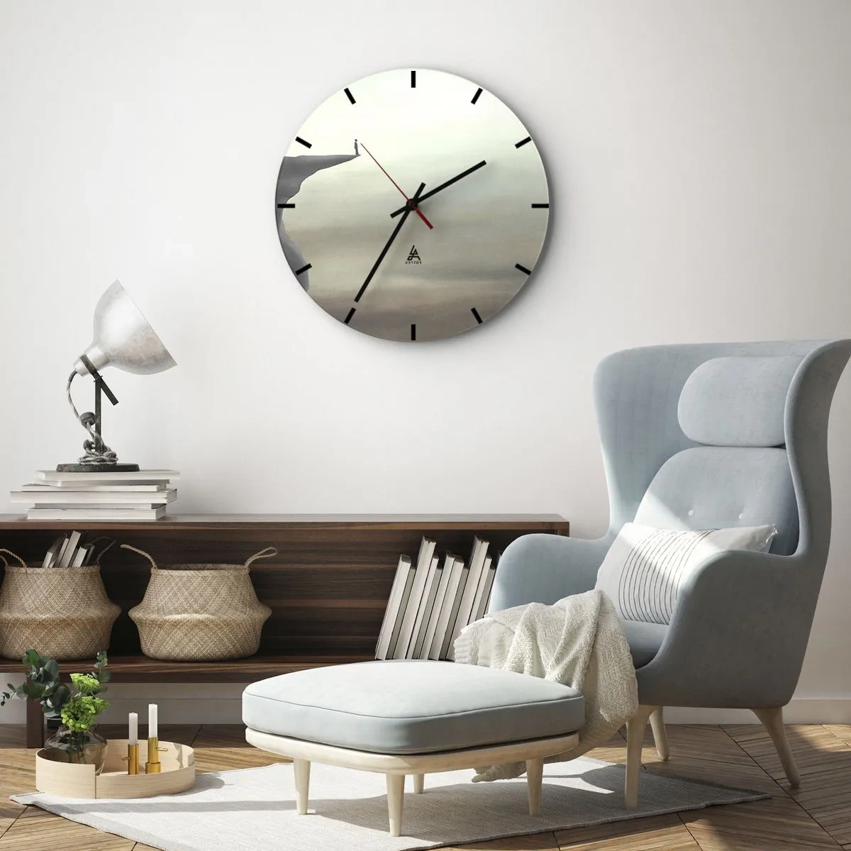 Wall clock - Clock on glass - Upwards, Naturally! - 30x30 cm