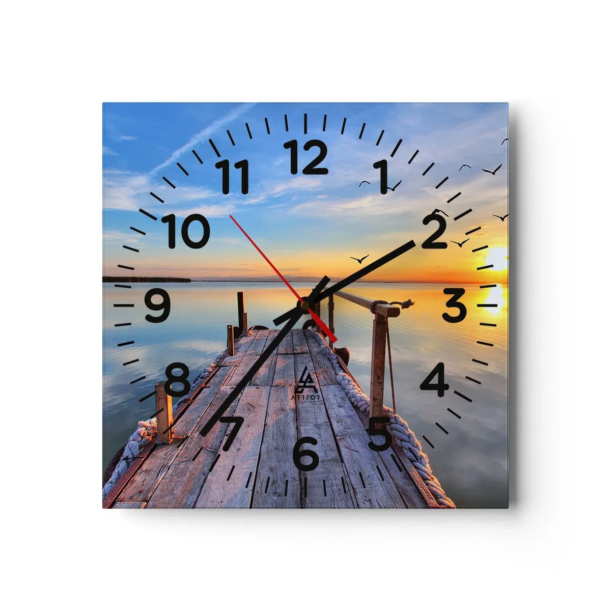 Wall clock - Clock on glass - Walk towards the Sun - 40x40 cm
