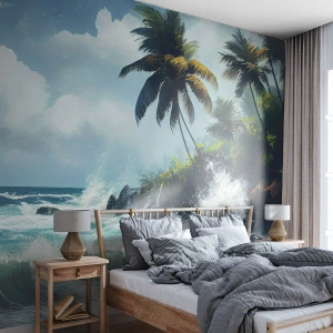 Photo Wallpaper Premium Canvas - On a Tropical Shore - Beach, Tropical, Palm - 400x280 cm