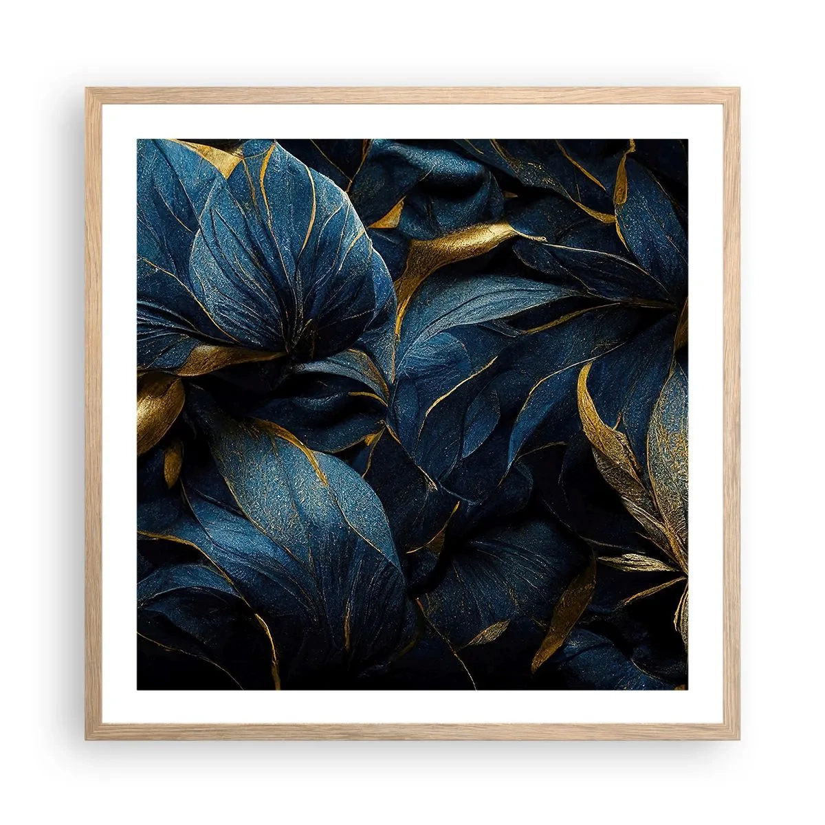 Poster in light oak frame - Lined with Gold - 60x60 cm