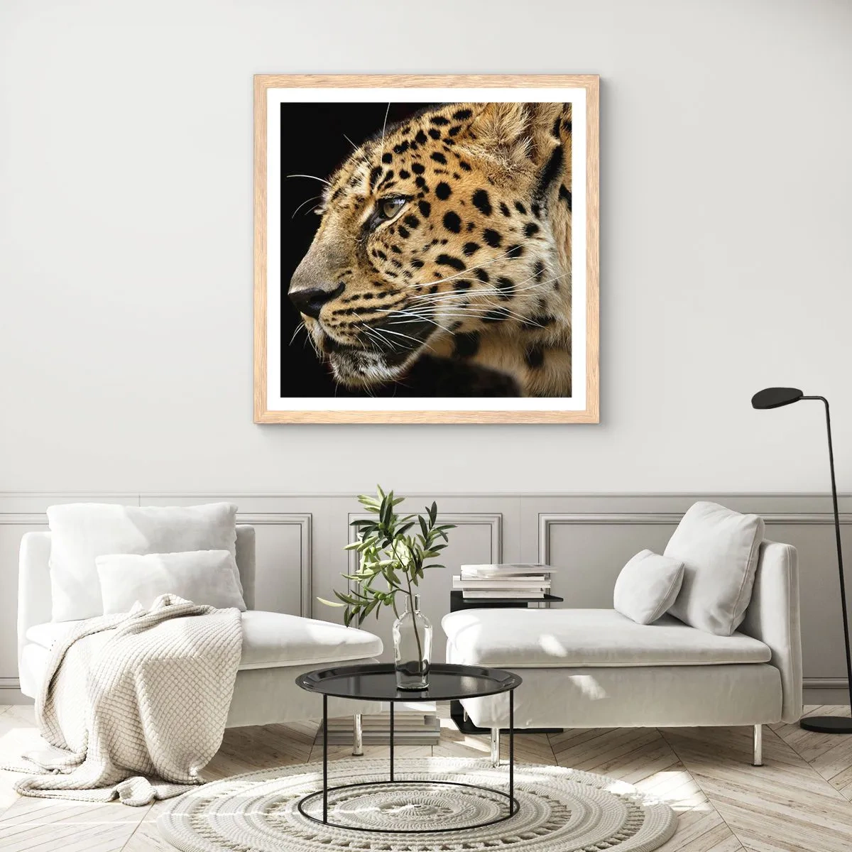 Poster in light oak frame - Calm, Focused, Ready - 40x40 cm