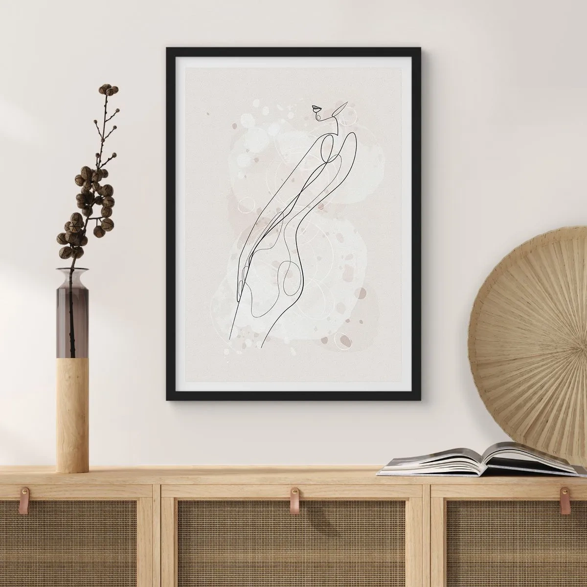 Poster in black frame - Minimalist female silhouette with abstract elements - 50x70cm - One Look Will Not Be Enough - Modern wall decoration for the living room and bedroom ARTTOR