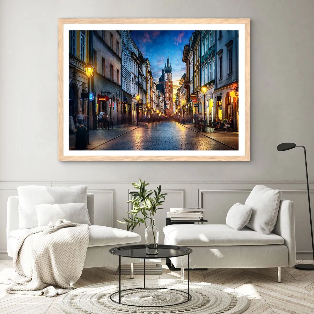 Poster in light oak frame - Charm of Cracow - 91x61 cm