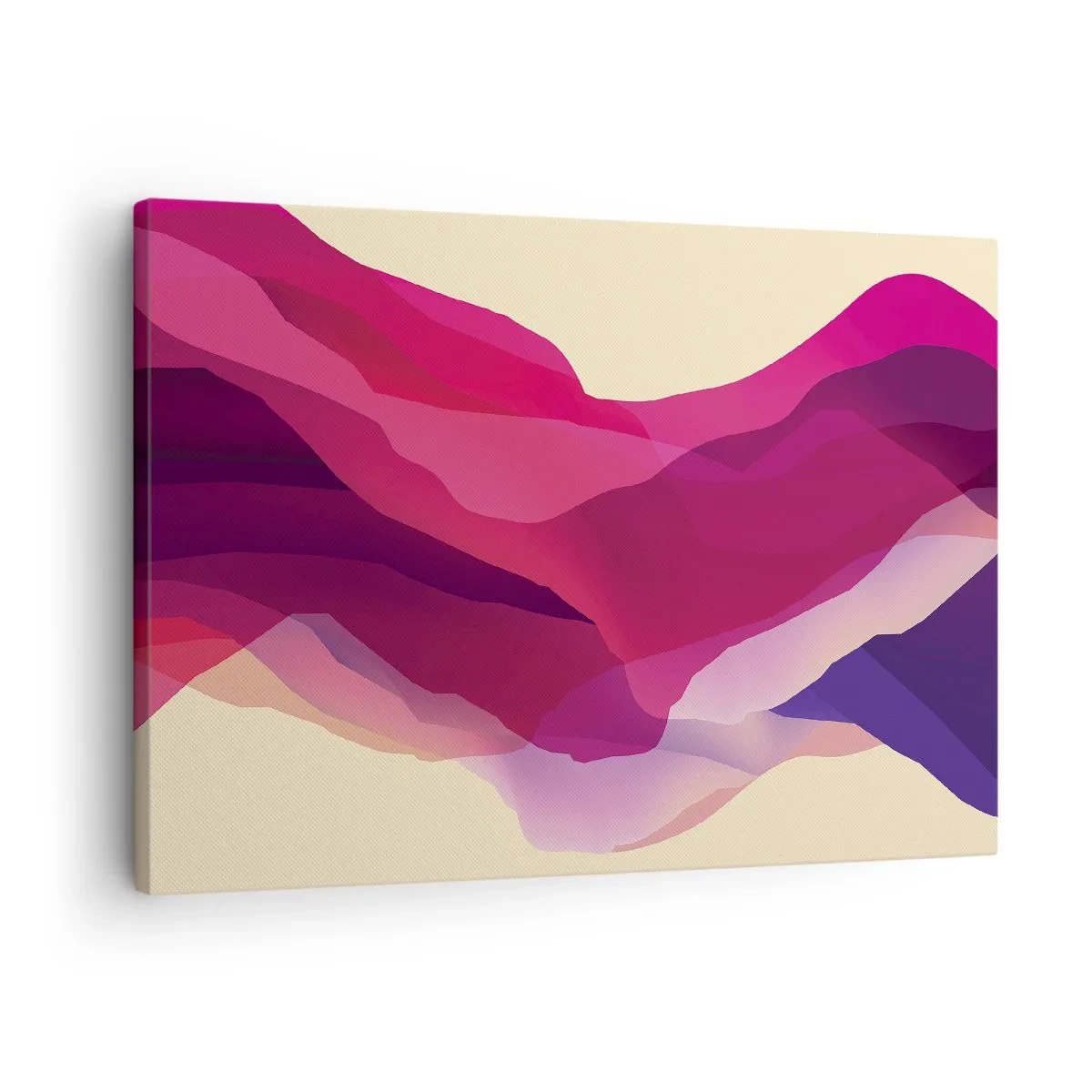 Canvas picture - Abstract waves in shades of purple and pink on a light background - 70x50cm - Waves of Purple - Modern wall decoration for the living room and bedroom ARTTOR