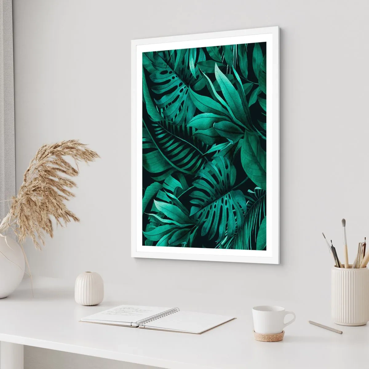 Poster in white frmae - Depth of Tropical Green - 70x100 cm