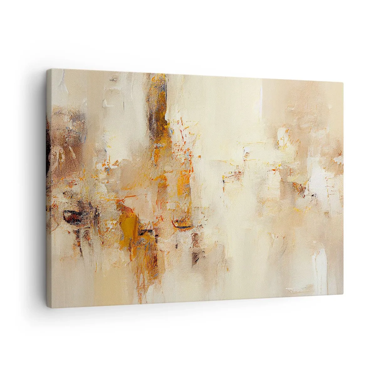 Canvas picture - An abstract composition in warm shades of yellow and brown. - 70x50cm - Soul of Amber - Modern wall decoration for the living room and bedroom ARTTOR