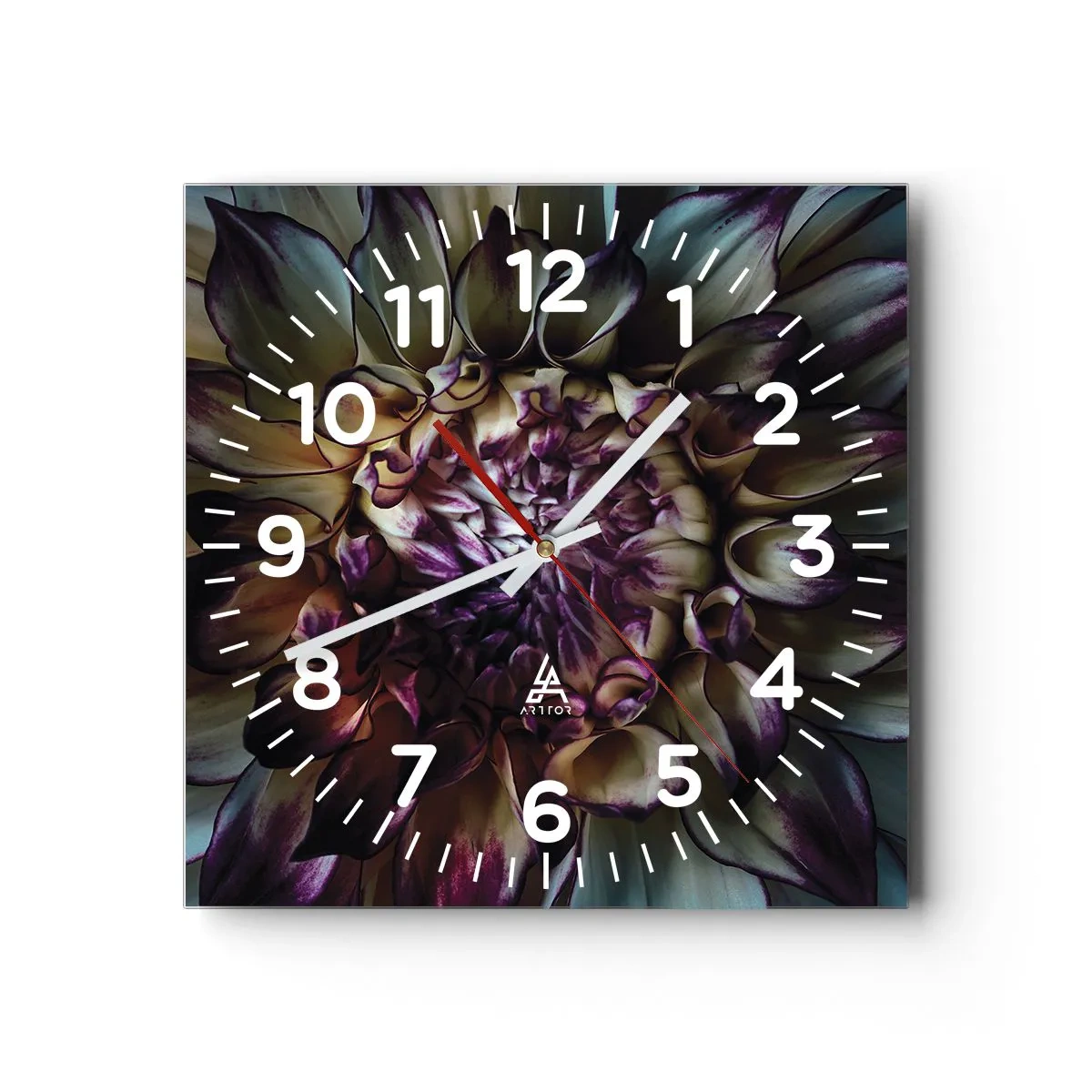 Wall clock - Clock on glass - The Blossoming of Youth - 40x40 cm