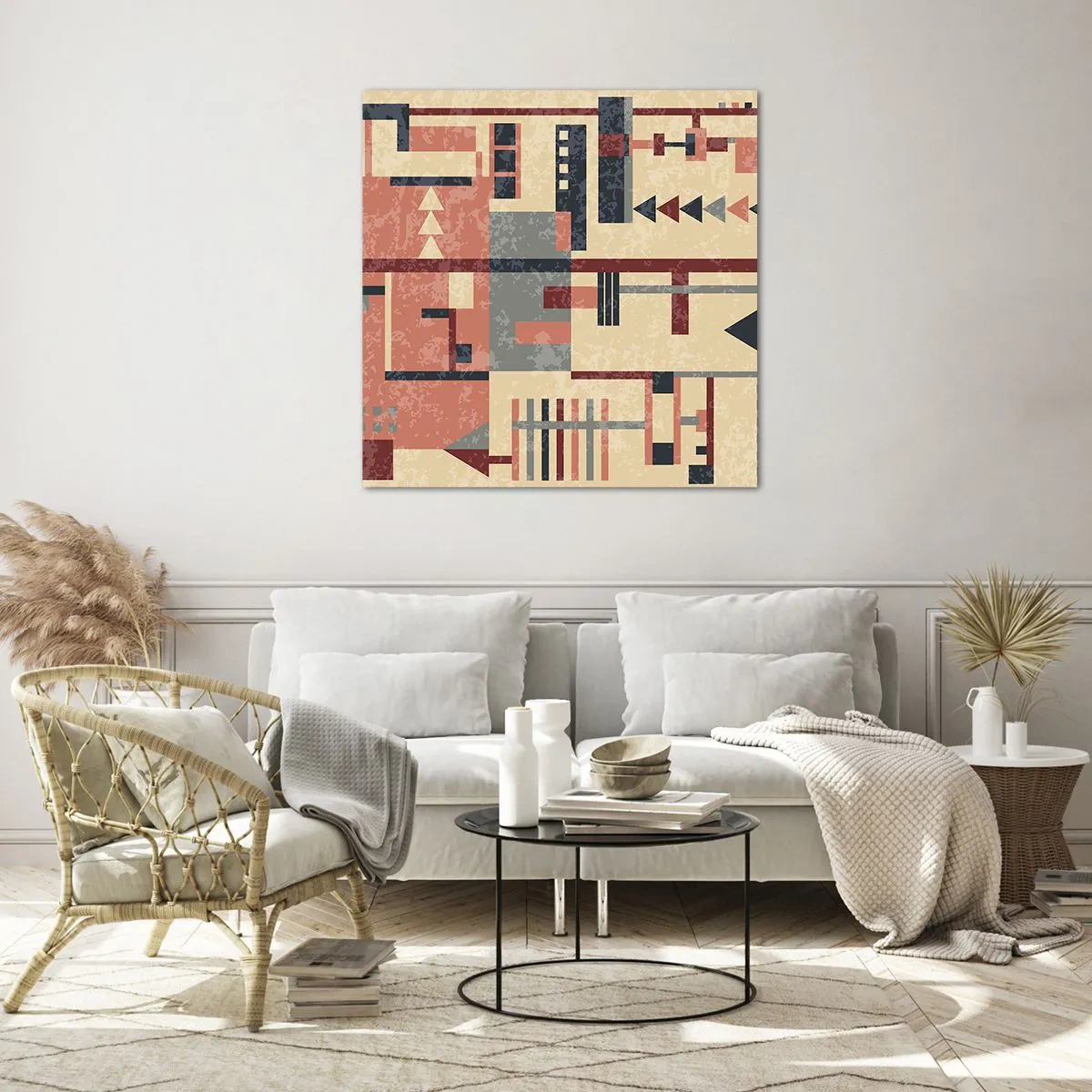 Glass picture - Combinations of Verticals and Horizontals - 60x60 cm