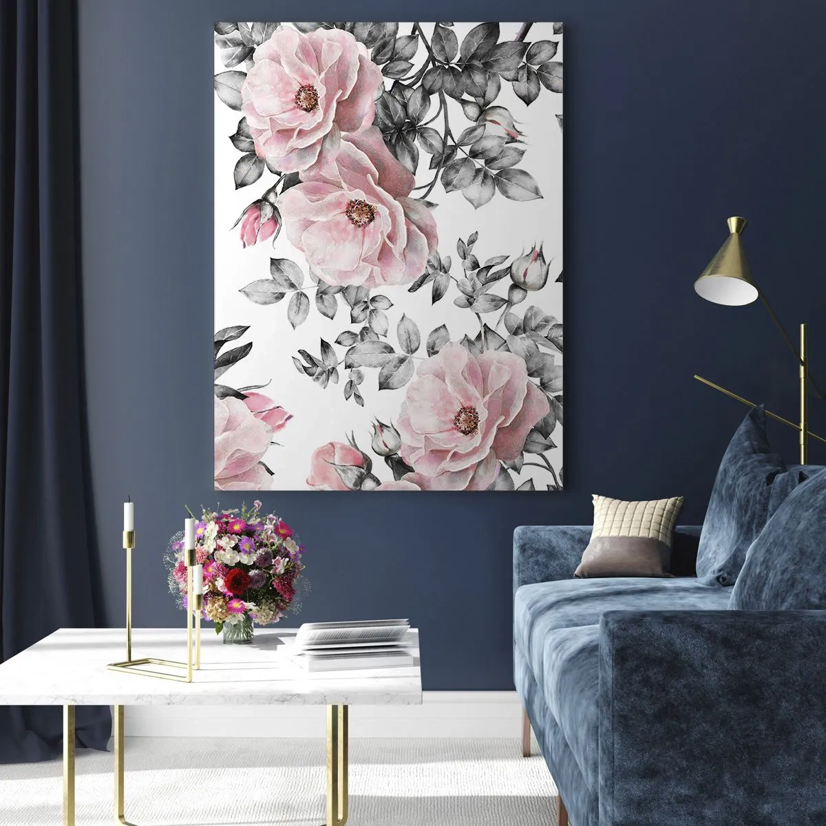 Glass picture - Getting Lost in Rose Flowers - 70x100 cm