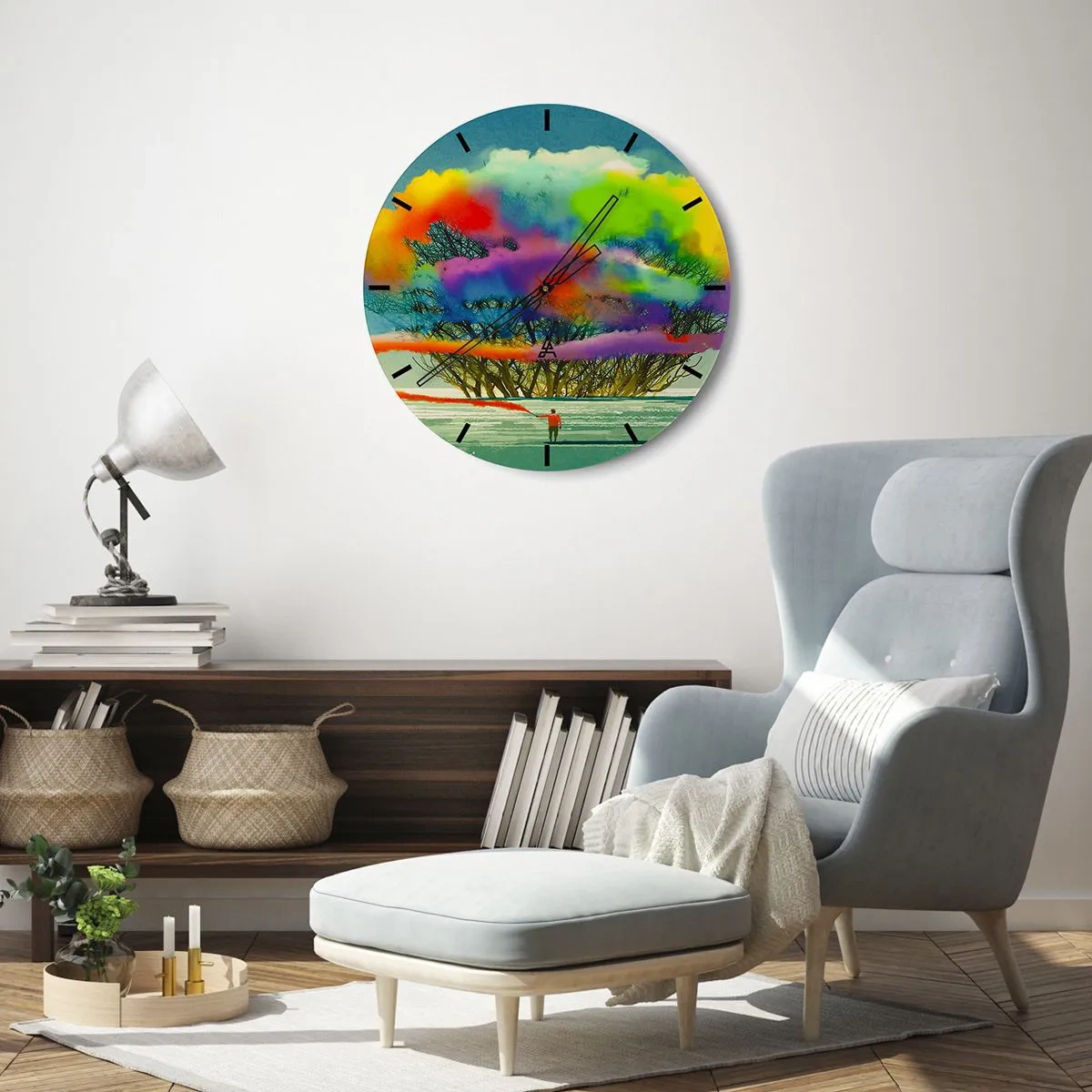 Wall clock - Clock on glass - Revive this World - 40x40 cm