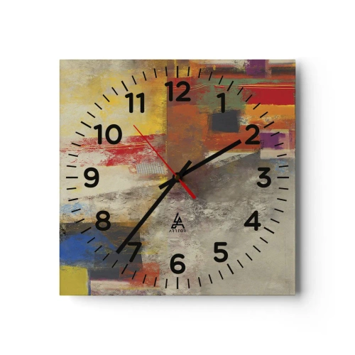 Wall clock - Clock on glass - Geometry of Colours - 30x30 cm