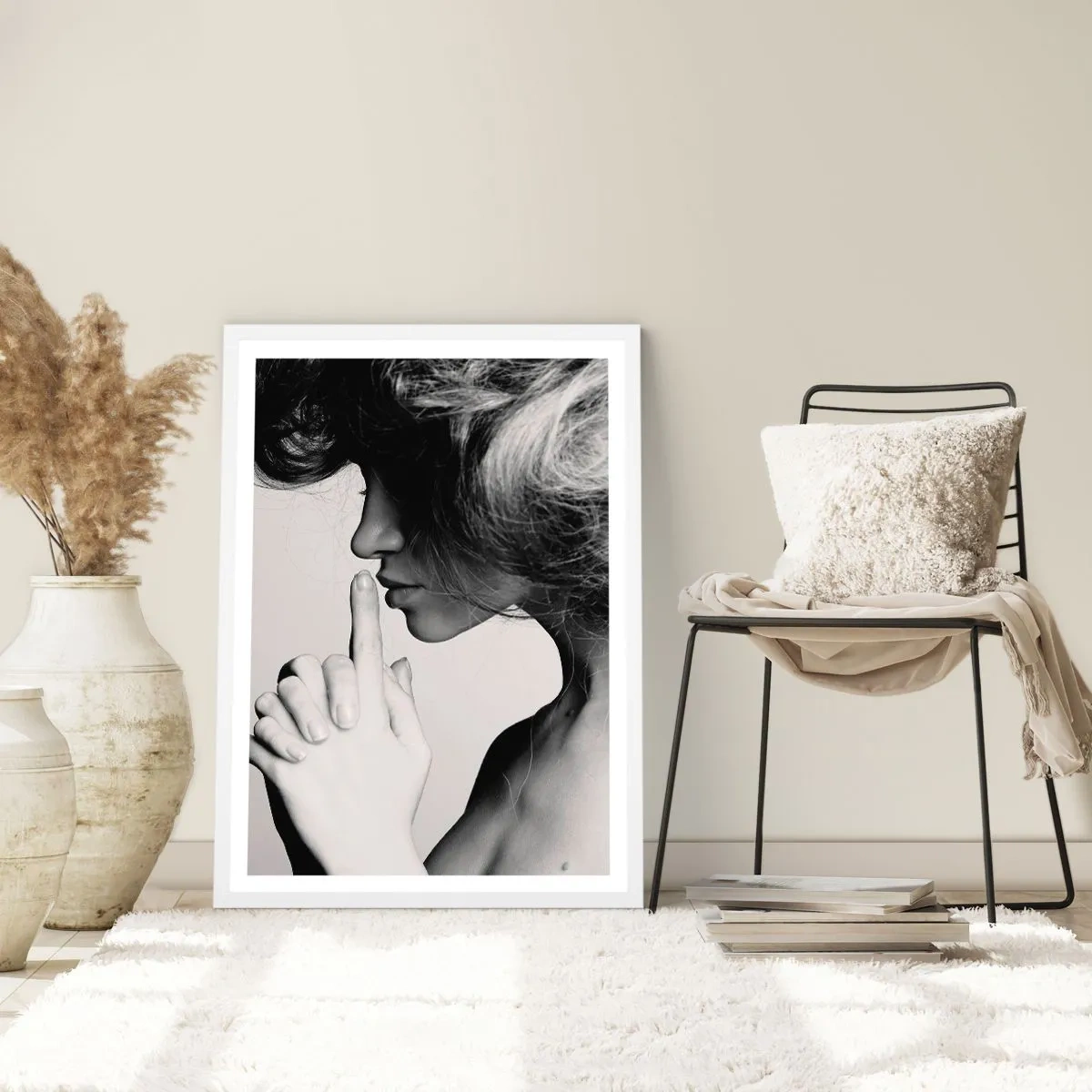 Poster in white frmae - Listening to Herself - 30x40 cm