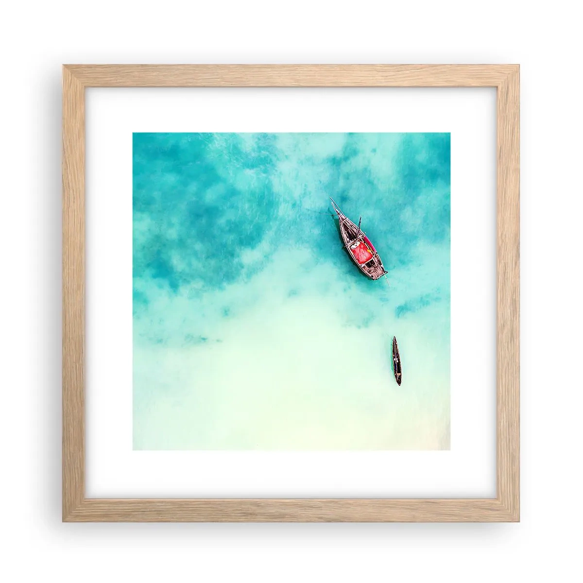 Poster in light oak frame - On the Beaches of Zanzibar, When the Tide Is High - 30x30 cm