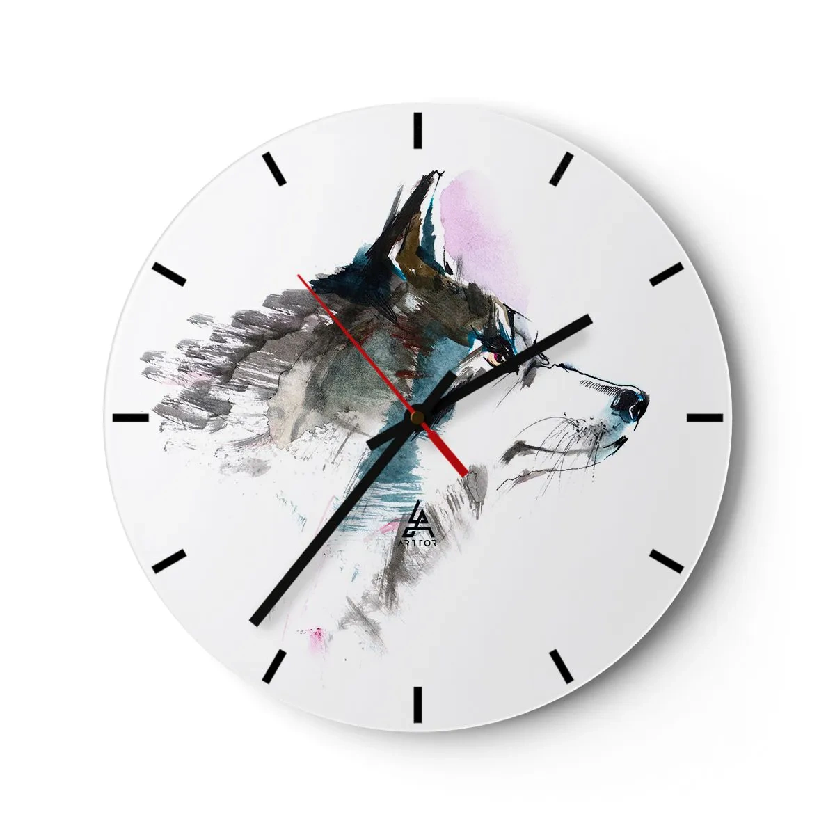 Wall clock - Clock on glass - Here Comes a Wolf - 40x40 cm