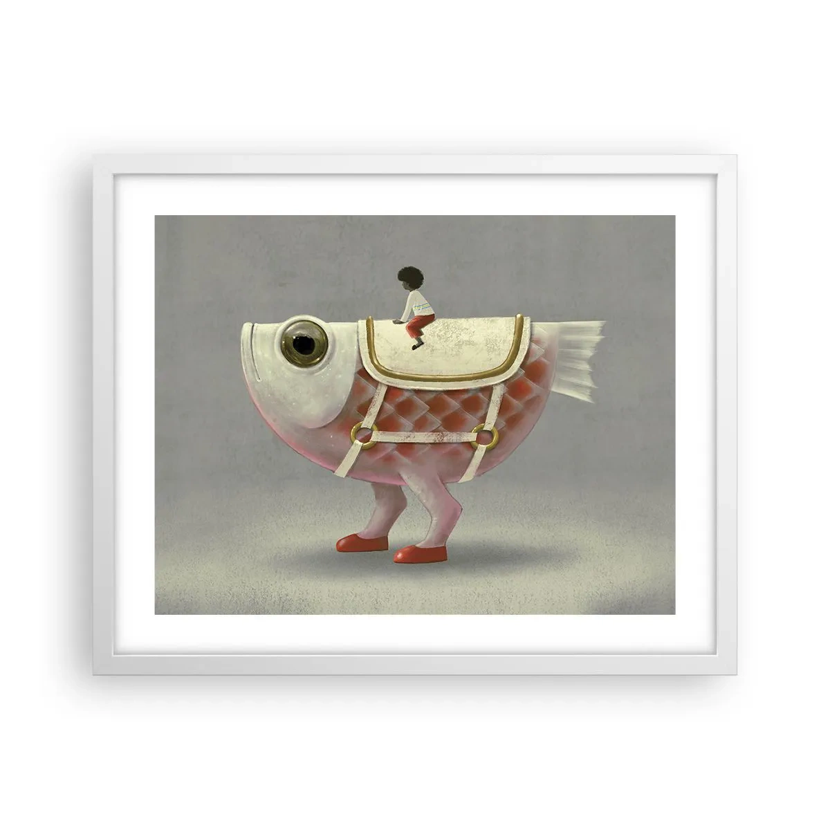 Poster in white frmae - Fish Jockey - 50x40 cm