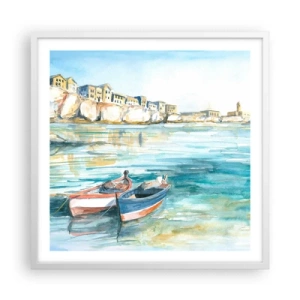 Poster in white frmae - Landscape in Azure - 60x60 cm