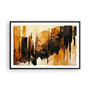 Poster in black frame - Harmony of Black and Gold - 91x61 cm