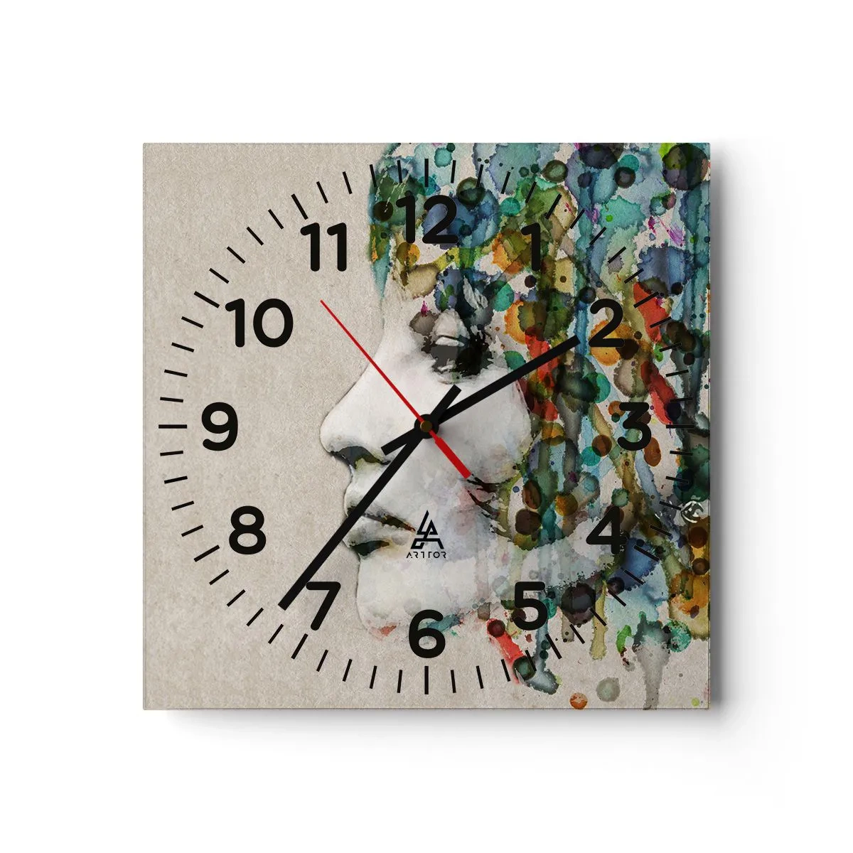 Wall clock - Clock on glass - Emerged from Greyness - 30x30 cm