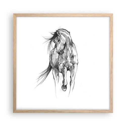 Poster in light oak frame - In a Graceful Trot - 50x50 cm