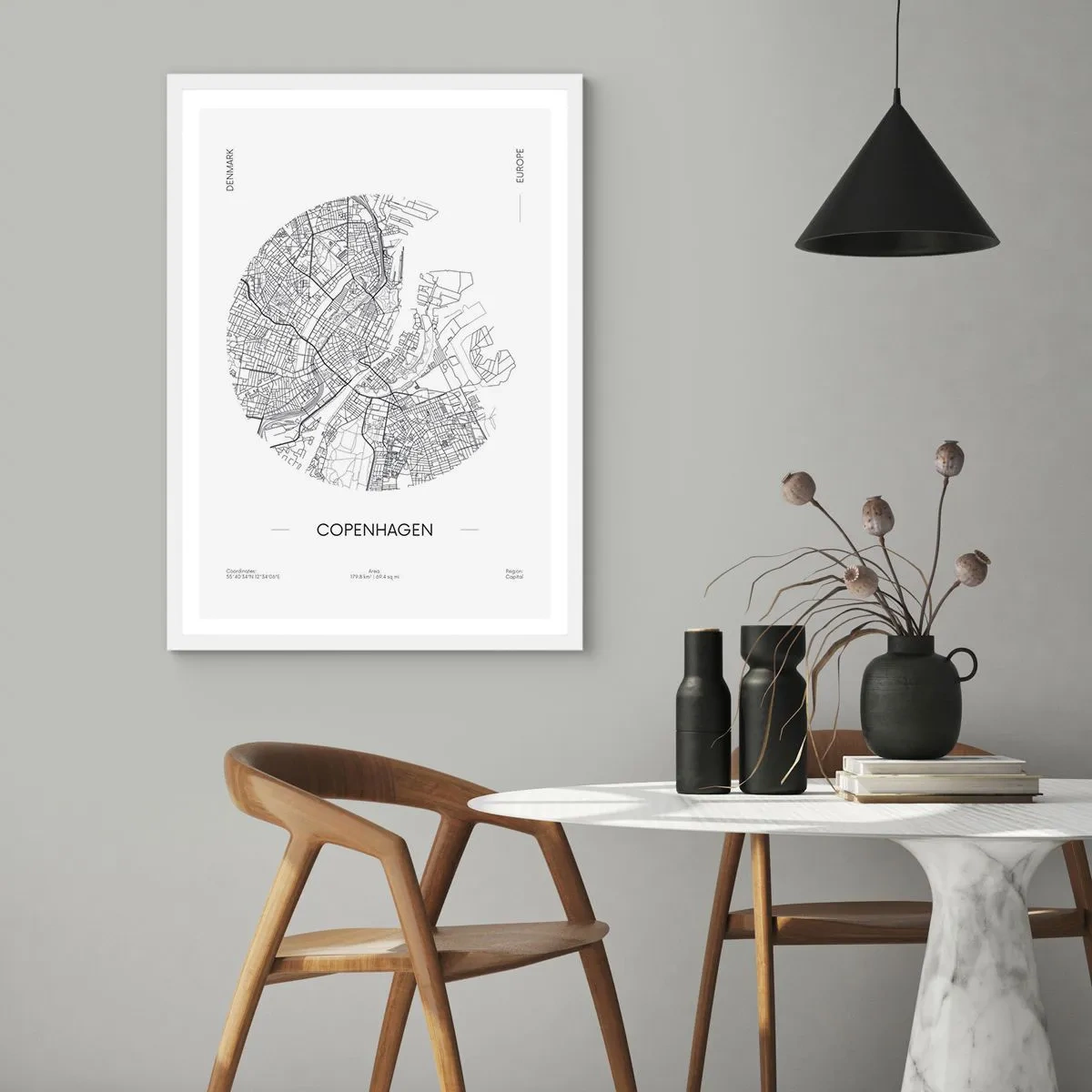 Poster in white frmae - Anatomy of Copenhagen - 40x50 cm