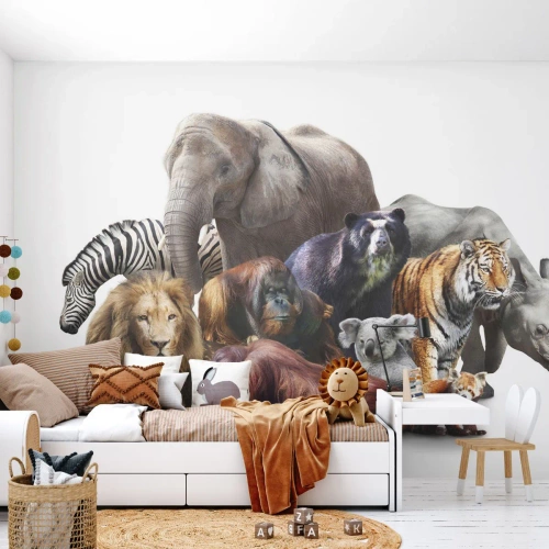 Photo Wallpaper Premium Canvas - African Family Photo - Abstraction, Animals, Africa's Big Five - 100x70 cm
