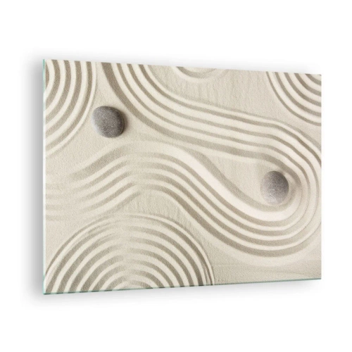 Glass picture - Minimalist sand with stones and geometric patterns - 70x50cm - Touch of Warmth - Modern wall decoration for the living room and bedroom ARTTOR