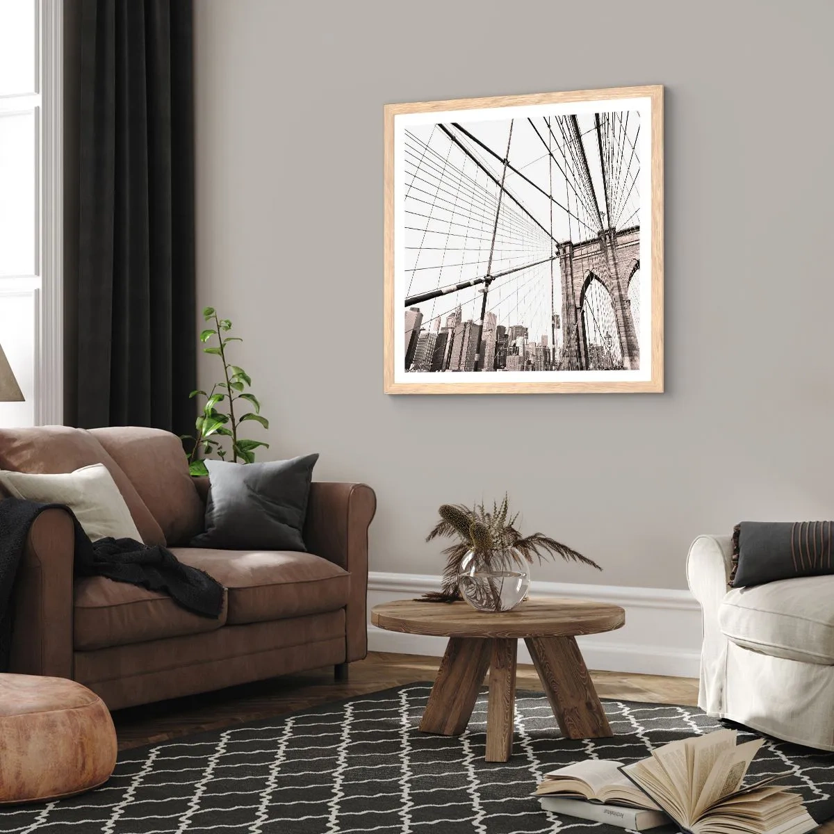 Poster in light oak frame - New York Cathedral - 60x60 cm