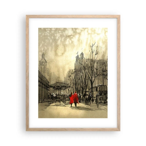 Poster in light oak frame - A Date in London Fog - 40x50 cm