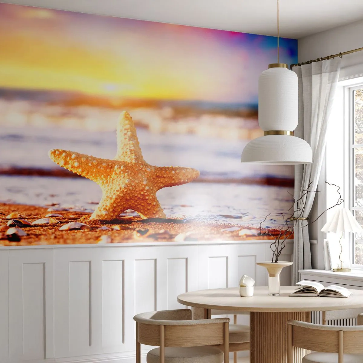 Photo Wallpaper Premium Sand - Sea Kiss - Starfish, Beach, Ocean - 300x210 cm