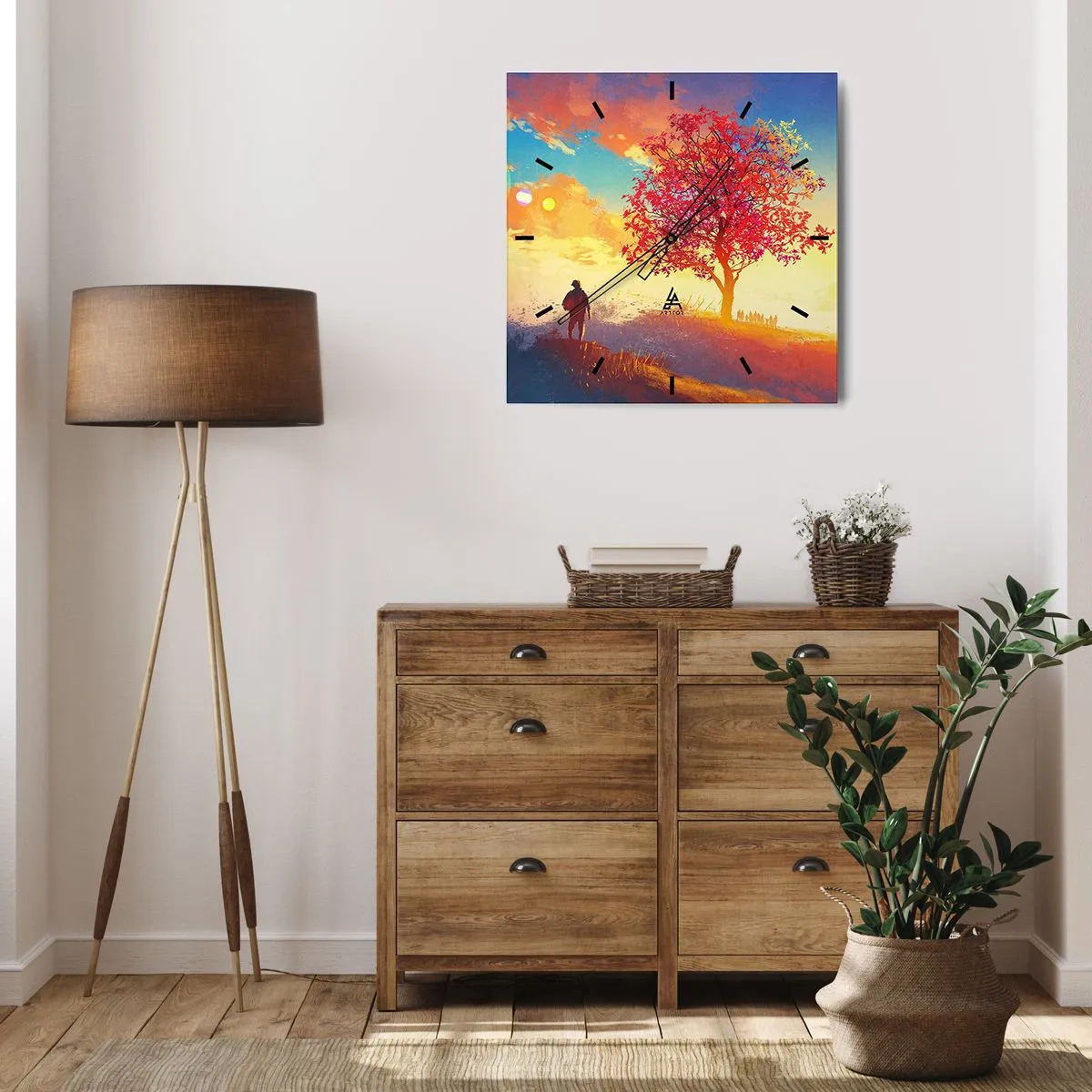 Wall clock - Clock on glass - Pilgrim at Its Goal - 30x30 cm