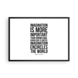 Poster in black frame - Einstein about Power of Imagination - 70x50 cm